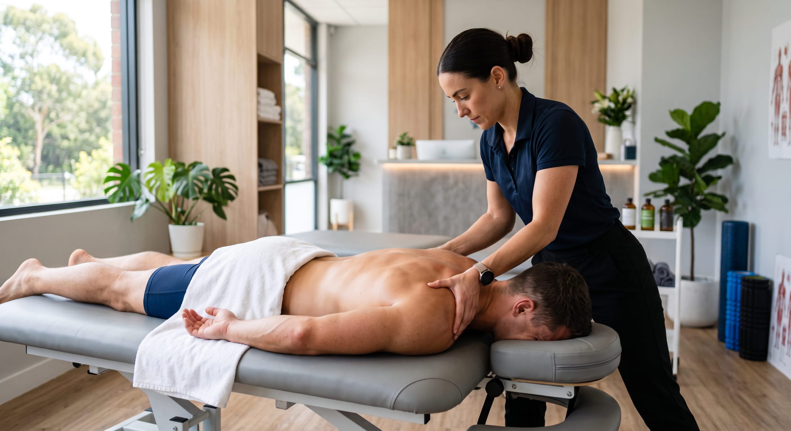 Patient receiving therapeutic sports massage